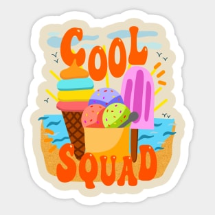 Cool Squad Summer Time Vibes Beach Ice Cream Sticker